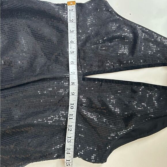 Anthropologie Raga After Dark High Neck black Glitter Mini Dress Size Small NEW - Picture 6 of 12